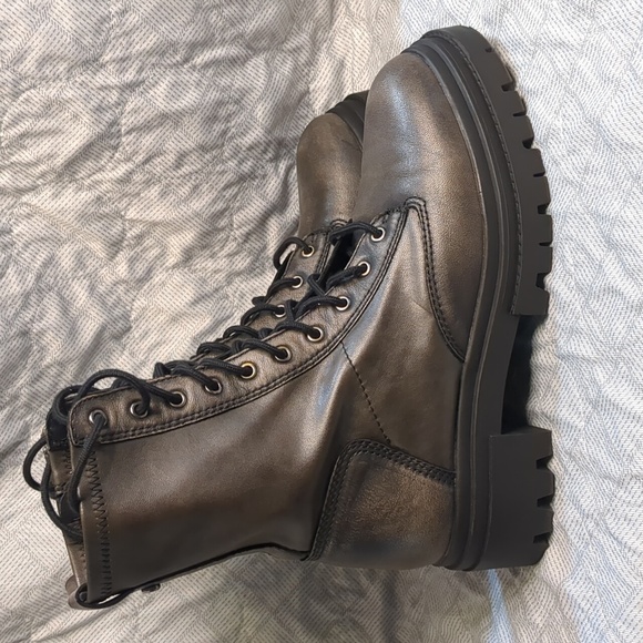 Aldo Metallic Brown Women's Combat Boots - Picture 6 of 16